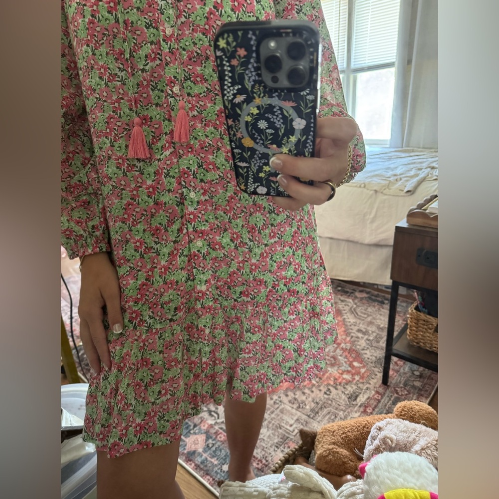Vineyard Vines Pink and Green Floral Mini Dress